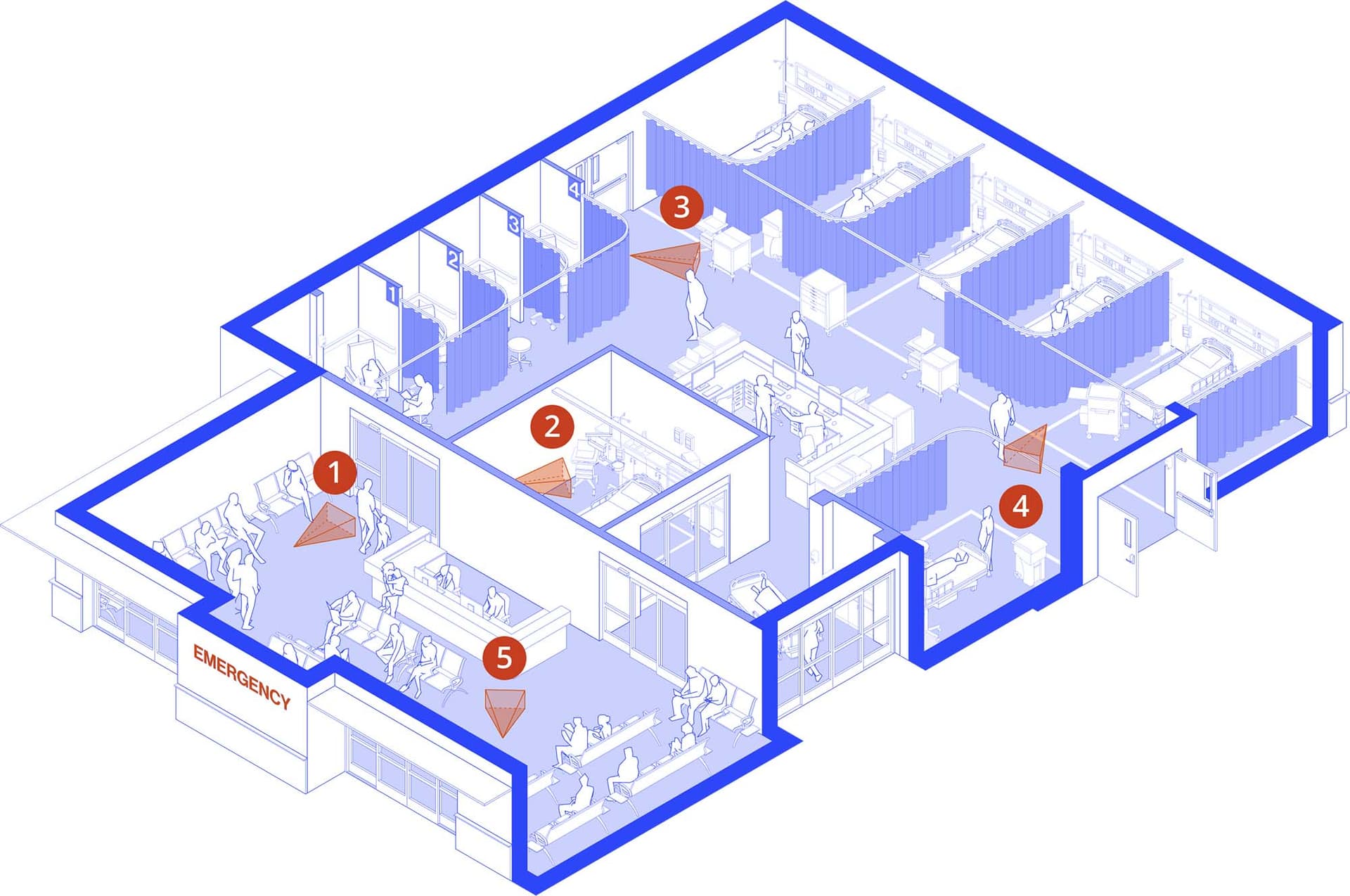 Hospital 3D model overview with hotspots